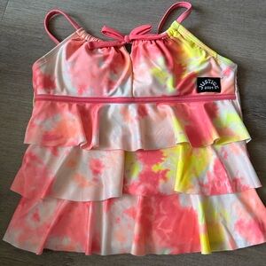 Justice Pink and Orange Ruffle Tank Top